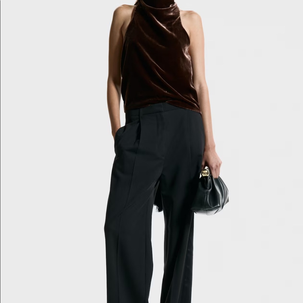 H&M edition brown Velvet halter top with tassel fringe stunning!